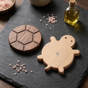 Cute Design <b>Walnut</b> Solid Wood Small Turtle Coaster Heat Insulation <b>Table</b> Decoration Natural Color Customized Diameter - Product Image 6