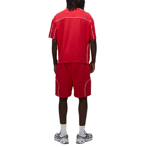 Ensemble de t-shirt et short en coton tricoté pour homme, décontracté, été, uni, léger, respirant, sans couture, floqué, deux pièces, vêtements de plage - Product Image 3