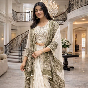 ชุดเลเฮนกาผ้าไหมชีนอนพรีเมียมสไตล์อินเดีย ดีไซน์เนอร์เลเฮนกาแบบบอลลีวูด สำหรับงานปาร์ตี้ งานแต่งงาน ขายดีที่สุด แฟชั่นสำหรับผู้หญิง ชุดสำหรับงานเทศกาล - Product Image 1