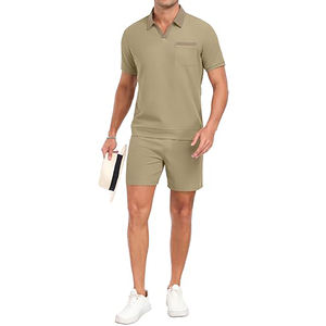 Oferta de Verano: Conjunto Deportivo Corto para Hombre, Corte Regular, Color Sólido, con Bolsillo Frontal, Diseño Personalizado, Camiseta y Pantalones Cortos Sencillos - Product Image 3