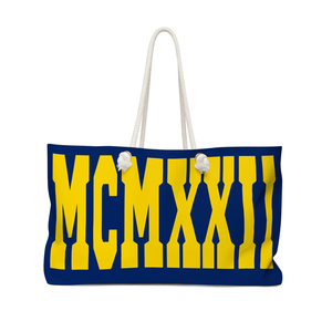 กระเป๋า SGRho Rhoyal Blue and Gold MCMXXII Weekender Bag Sigma Gamma Rho Travel Tote แบบเปิด ความจุขนาดใหญ่ สำหรับเดินทางค้างคืน ไปเที่ยวชายหาด หรือเป็นของขวัญ - Product Image 1