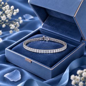 Pulsera de Diamantes Cultivados en Laboratorio con Corte Esmeralda, Diseño Clásico de Eternidad |   Pulsera de Diamantes de Oro Sólido de 9K, 14K y 18K, Joyería Fina - Product Image 4
