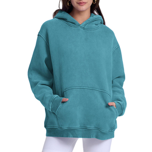 เสื้อฮู้ดดี้ผ้าฟลีซคุณภาพสูงสำหรับผู้หญิง สไตล์ลำลอง ล้างสีแบบแอซิด แขนยาว ความยาวปกติ ผ้าไม่ยับ ระบายอากาศได้ดี เหมาะสำหรับใส่ในฤดูหนาว - Product Image 1