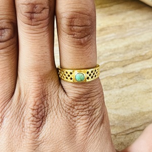 Luxury Style Premium Geometric <b>Ring</b> <b>Turquoise</b> Brass 18k Gold Plated <b>Ring</b> Statement Dainty Modern Wholesale Handmade Unisex <b>Ring</b> - Product Image 6