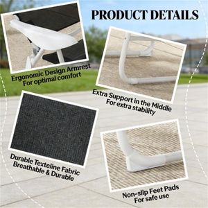Sedia a Sdraio Pieghevole Nera per Cortile Esterno e Prendisole - Product Image 4