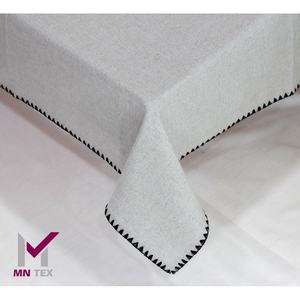Nappe en coton lavable, design tissé teint en fil en forme de rectangle pour banquet de restaurant d'hôtel à la maison - Product Image 4