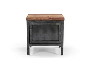 Table de chevet industrielle avec porte en verre cannelé - Product Image 2