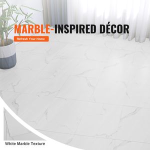 Piastrelle Autoadesive in Vinile Effetto Marmo Bianco 12x12 Pollici, 50 Pezzi, Spessore 1,5mm, Kit Fai-da-Te per Pavimenti da Cucina - Product Image 2