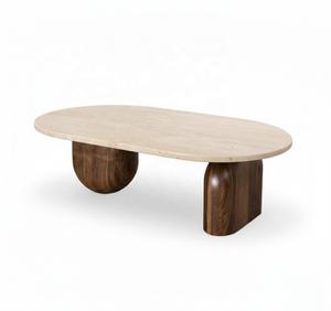 Mesa de centro de mármol y madera para sala de estar de la India - Product Image 4