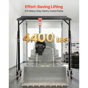 Pont roulant réglable de 2,5 tonnes, capacité de 4400 lb, élévateur de chantier portable, hauteur réglable de 98,8 à 146,1 pouces avec roues verrouillables - Product Image 2