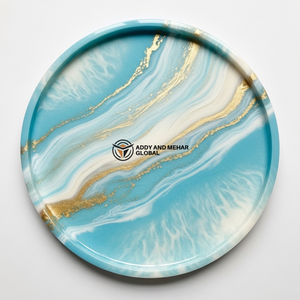 Modern Blue <b>Epoxy</b> Resin Tray – Glossy Marble Finish Square Coffee <b>Table</b> Tray - Product Image 6