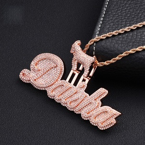 Mens 925 Silver Moissanite Custom Name Pendant Goat Design Iced Script Letter <b>Statement</b> <b>Necklace</b> Luxury Jewellery Gift - Product Image 2