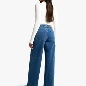 Pantalones Vaqueros de Mezclilla de Pierna Ancha para Mujer, Diseño Moderno, Cierre de Cremallera, Precio Económico - Product Image 3