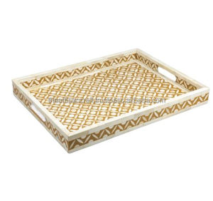 Bandeja de Servir Clásica Hecha a Mano con Incrustaciones de Hueso, Vajilla, Almacenamiento, Decoración para el Hogar, Regalo - Product Image 1