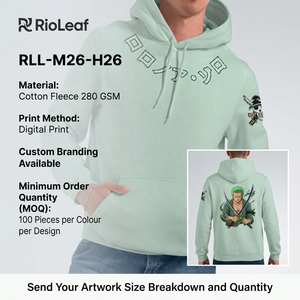 Sweat à capuche en molleton de coton pour homme 280 GSM, impression numérique avant et arrière, logo personnalisé, marque privée, vente en gros - Product Image 6