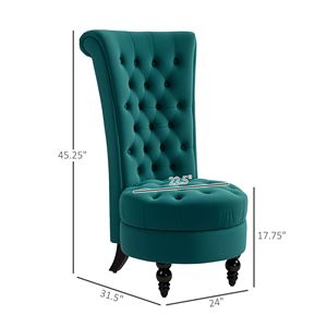 Verde Retro schienale alto senza braccioli accento sedia in tessuto trapuntato disegno per soggiorno sala da letto - Product Image 3