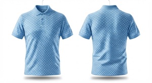 เสื้อโปโลผู้ชายสีฟ้าอ่อนลายจุด แขนสั้น ผ้าฝ้ายอ๊อกซ์ฟอร์ด ระบายอากาศได้ดี ทรงปกติ พิมพ์ลาย - Product Image 2