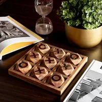 Nouvelle Arrivée Tic Tac Toe Jeu en Bois Jeux de Divertissement pour Adultes et Enfants Stratégie de Conseil Amusante à Prix Abordable Fabriqué en Inde