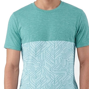 Camiseta de manga corta con estampado geométrico, cuello redondo, corte regular, informal, transpirable, de punto, para hombre. - Product Image 2