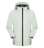 Veste coupe-vent à capuche bleu clair pour homme avec fermeture éclair, vêtements décontractés pour l'extérieur, saison automne, matière polyester