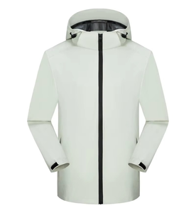 Veste coupe-vent à capuche bleu clair pour homme avec fermeture éclair, vêtements décontractés pour l'extérieur, saison automne, matière polyester - Product Image 6
