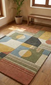 Tapis de luxe en laine tuftée à la main, antidérapant, à motif géométrique abstrait, à poils moyens, pour salon, chambre, salle à manger, décoration intérieure - Product Image 2