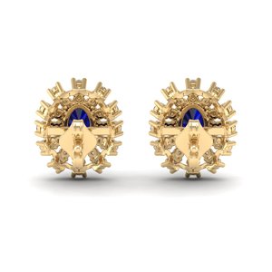 REYES High Quality 925 Sterling Silver Oval Cut 1 Carat <b>Blue</b> Sapphire Gemstone with Moissanite Screw Back <b>Stud</b> <b>Earrings</b> For Her - Product Image 4