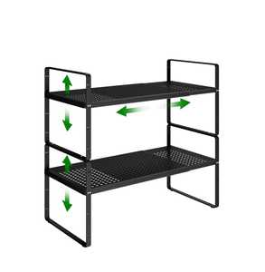 Paquete de 2 estantes organizadores de especias para montar en la pared, estante colgante de metal de un solo nivel, para gabinete de cocina, despensa, puerta, soporte para tarros de condimentos, color negro - Product Image 4