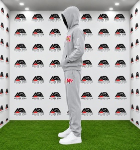 Survêtement d'hiver personnalisé avec logo brodé, sweat à capuche oversize léger et uni, pantalon de jogging droit, streetwear 100% coton - Product Image 4