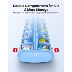 Portapillole Settimanale in Metallo Grande Capacità 7 Giorni AM PM 2 Volte al Giorno Impermeabile e Ermetico per Viaggi - Product Image 2