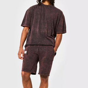 Conjunto de Moda Invernal de 2 Piezas para Hombre de Alta Calidad, Camisetas con Capucha de Manga Corta de Tela Personalizada, Secado Rápido, Diseño a Cuadros, Color Sólido Informal - Product Image 1