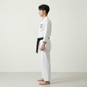 Tenue de Karaté en Gros 2026 pour Hommes – Kimono Blanc en Mélange Coton-Polyester avec Ceinture Noire – Arts Martiaux OEM - Product Image 2