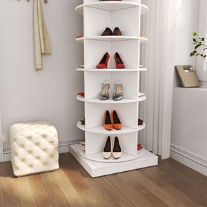 Scarpiera Girevole a 360° a 6 Livelli, Salvaspazio, Design Semplice, Funzionalità Regolabili, in Legno Massello e Alluminio per Arredamento Casa e Organizzazione - Product Image 2