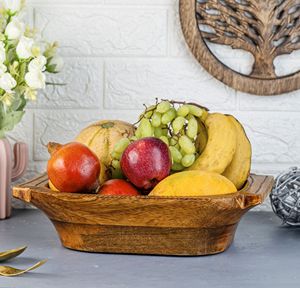 Cuenco de madera rústico para decoración, bandeja decorativa hecha a mano, artesanía de madera de mango para decoración del hogar, fabricante personalizado - Product Image 3