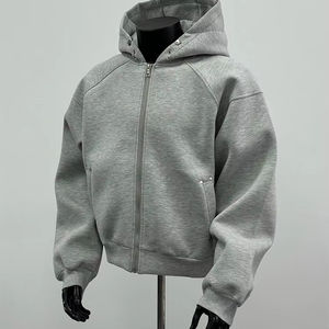 Cardigan court rétro de style boxy pour homme, veste à capuche pour homme, silhouette automne-hiver, sweat à capuche tendance pour homme - Product Image 1