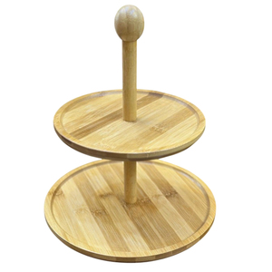 Modern Design Two Tier Round Bamboo Wood Cake Cupcake Dessert Display Stand <b>Kitchen</b> Food Serving Tray <b>Tower</b> Home Decor On Sale - Product Image 1
