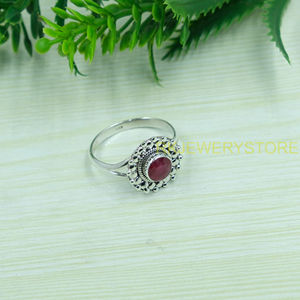 Anillo de Plata de Ley 925 con Rubí Rosa Natural, Diseño Hecho a Mano con Cuentas, Anillo Elegante para Mujer, Regalo de Navidad para Novia - Product Image 4