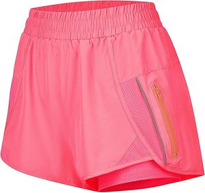 Women's High Waisted Quick Dry <b>Running</b> Shorts Athletic Workout Shorts with Mesh Liner and Zipper Pockets - Product Image 3