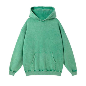เสื้อฮู้ดดี้โอเวอร์ไซส์ผู้ชาย ผ้าฝ้าย 100% เฟรนช์เทอร์รี่ สีน้ำเงินล้วน ลุคสบายๆ มีกระเป๋า เหมาะสำหรับใส่ในฤดูใบไม้ร่วง - Product Image 6