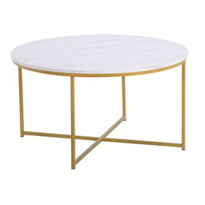 Stylish Industrial Metal <b>Coffee</b> <b>Table</b> with Sleek Black Powder Coated Frame and Compact Design for <b>Small</b> Living Spaces - Product Image 3