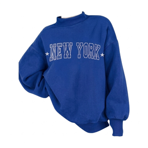 Sudadera de cuello alto largo de invierno para mujer, 100% algodón, estilo jersey, hombros caídos, cuello alto oversize, impresión de logotipo personalizado - Product Image 3