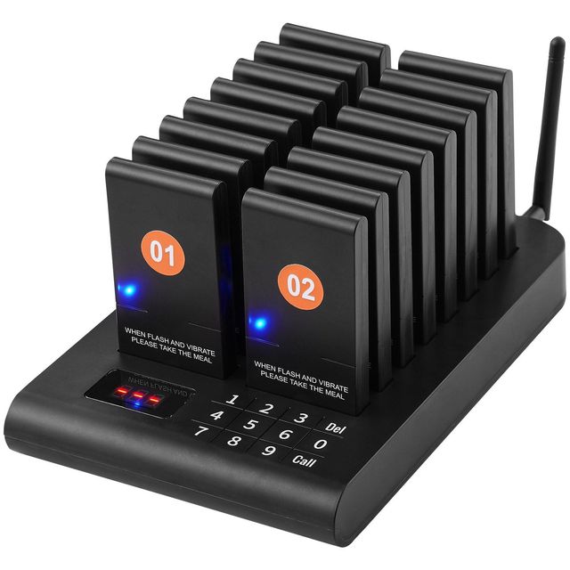 Wireless Restaurant Pager System 16 Buzzers Vibration Flashing Beepers For Guest Calling In Restaurants Hotels