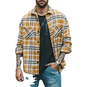 Fall <b>Mens</b> Fashion Plaid Printed <b>Jackets</b> for <b>Men</b> <b>Long</b> Sleeve Turndown Collar Buttoned Outerwear Casual <b>Jacket</b> - Product Image 3