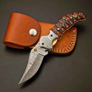 Cuchillo Plegable de Acero de Damasco para Camping, Precio Económico, Venta al por Mayor, Madera OEM, Product Palace LLC - Product Image 1