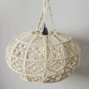 Lámpara Colgante de Macramé de Algodón Hecha a Mano, Redonda, Estilo Boho, Decoración de Iluminación para el Hogar, Bodas, Cafeterías, Suministro al por Mayor - Product Image 3