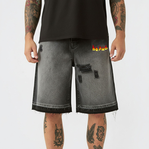 Shorts en jean délavé léger pour homme, coupe droite, en mélange de coton respirant, style décontracté OEM/ODM - Product Image 1