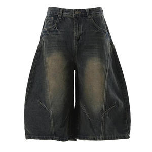 High Quality Vintage Relaxed Fit Scimitar Blue <b>Jeans</b> <b>Men</b> Wide Leg Pants Mid Waist Distressed Colored Dark Canvas Autumn Casual - Product Image 6