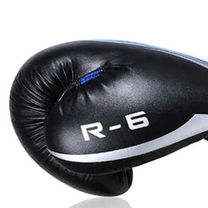 Gants de boxe en cuir à lacets, équipement d'entraînement professionnel pour adultes, noir avec bande argentée - Product Image 4