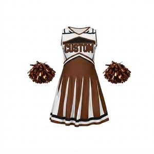 Uniforme de Animadora Marrón para Mujer y Niña, Sin Mangas, Cuello en V, Falda Plisada, Accesorios, Ropa Deportiva de Equipo, Venta al Por Mayor - Product Image 1