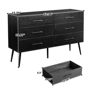 Commode à 6 tiroirs avec tiroirs recouverts de tissu, 3 niveaux, 133*40*84cm, pieds hauts, tissu non tissé, double rangée - Product Image 3